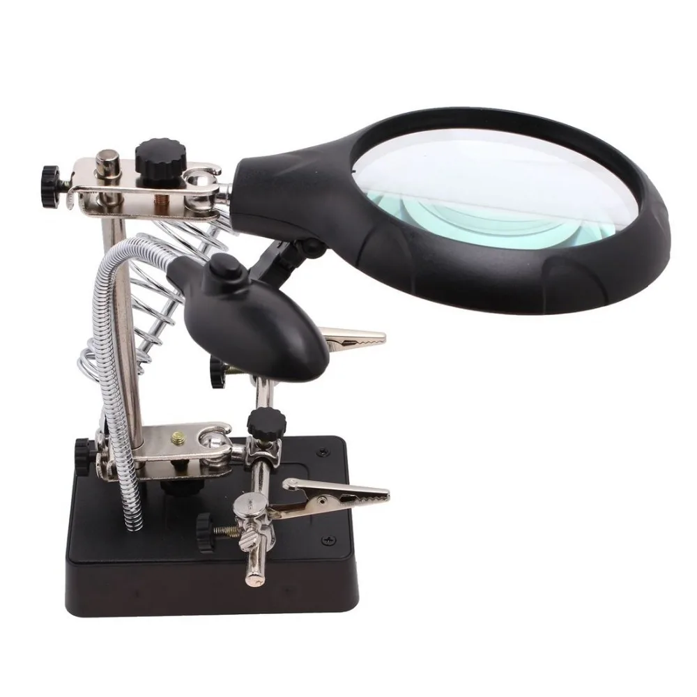 16129 C Welding magnifying glass 5 LED Auxiliary Clip Magnifier 3 In1 Hand Soldering Solder Iron
