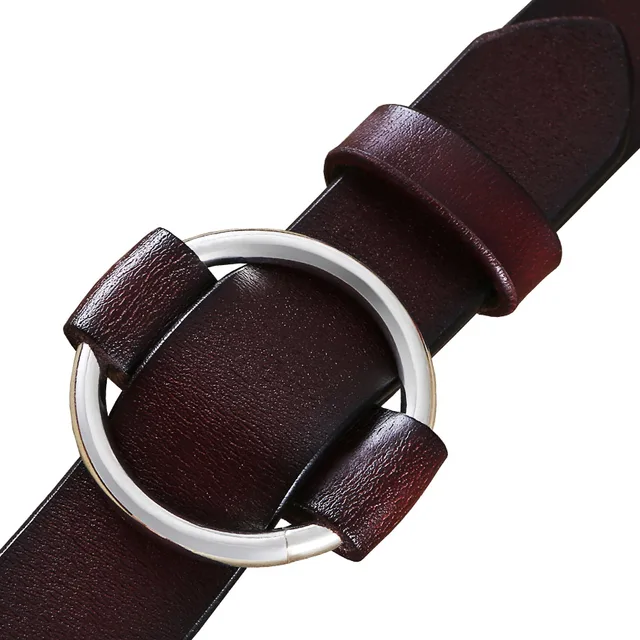 Women’s Genuine Leather Belt with Round Shaped Buckle