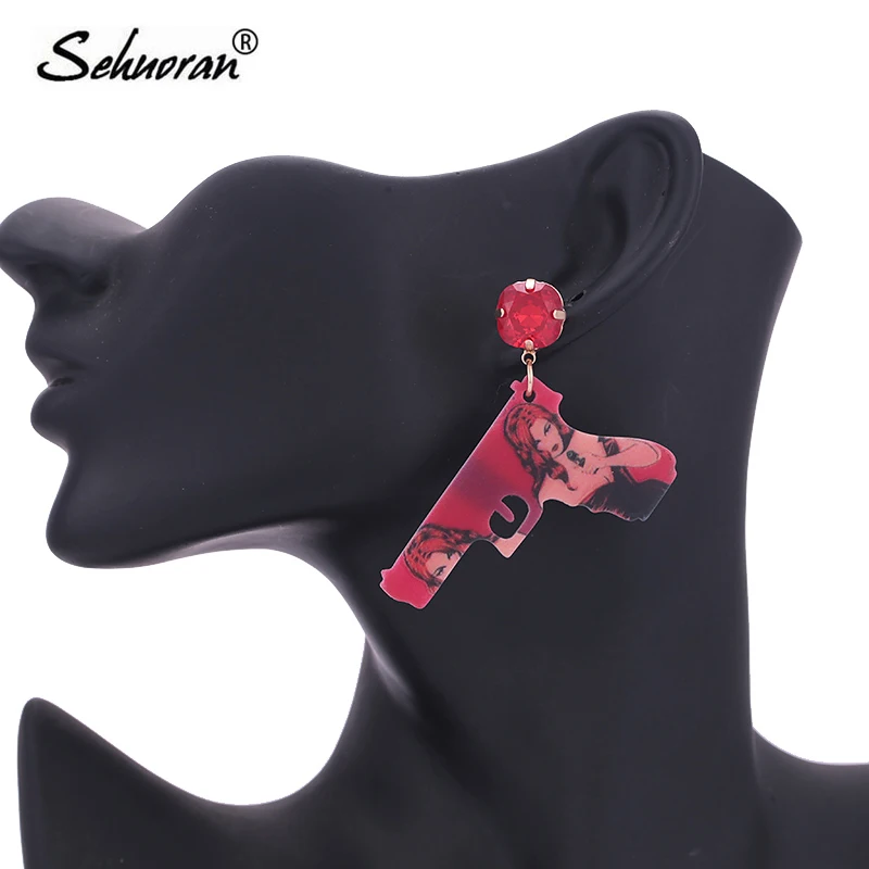 

Sehuoran Brincos Aretes Gun Earrings For Woman Drop Earrings Pendients Long Earrings Lady Statement Earrings Jewelry Wholesale