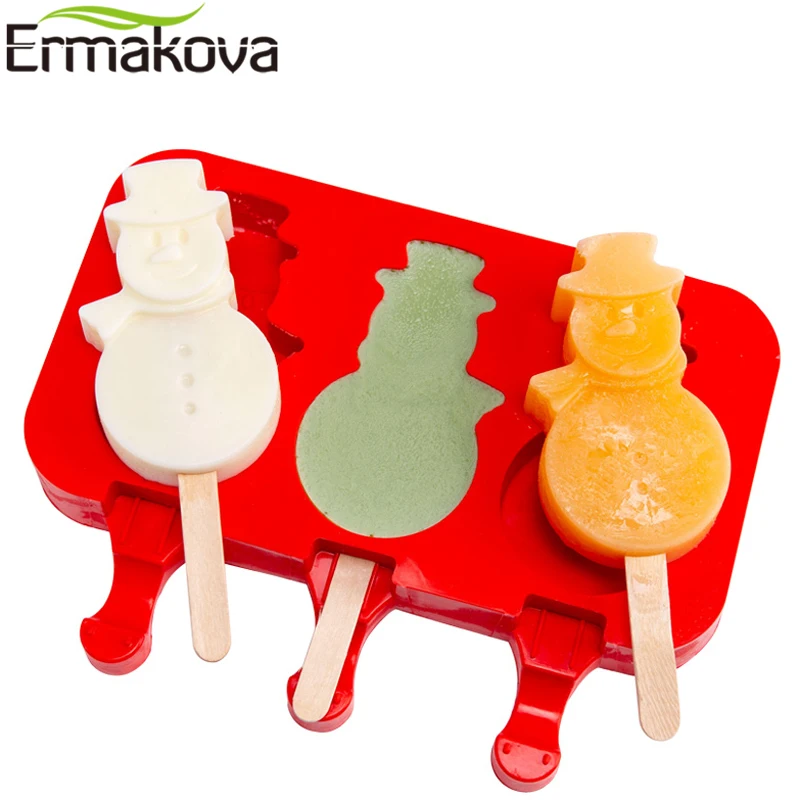 

ERMAKOVA Silicone Ice Ice Pop Mold with Lid Easy Release Ice Popsicle Mold Tray Mold Holder Reusable Ice Cream Maker Mold