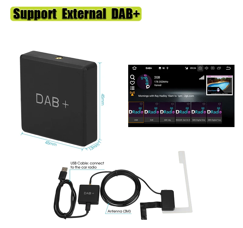 Автомобильный Радио тюнер DAB приемник USB флешка + коробка для автомобиля Android DVD