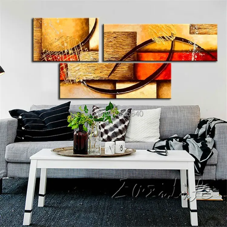 Modern abstract hand painted 3 piece canvas oil paintings Wall Art for living Bed room Picture cuadros decoracion home decor | Дом и сад