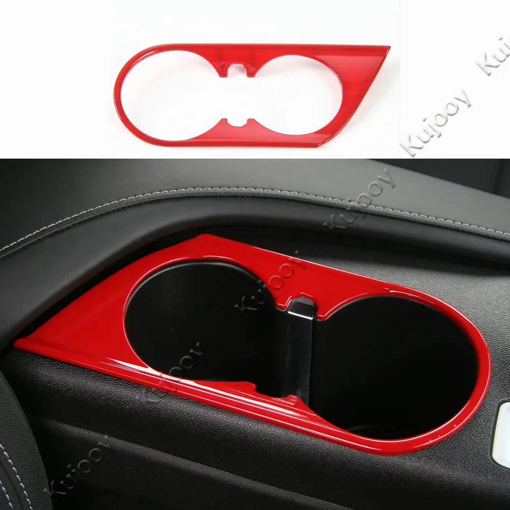 

Red ABS Car Front Cup Water Holder Cover Trim Panel Decorative Frame For Chevrolet Camaro 2017+ Interior Car Styling Accessories