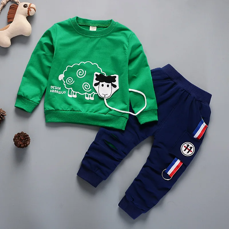 Juicarse sheep printed boys clothing sets sports baby boy clothing
