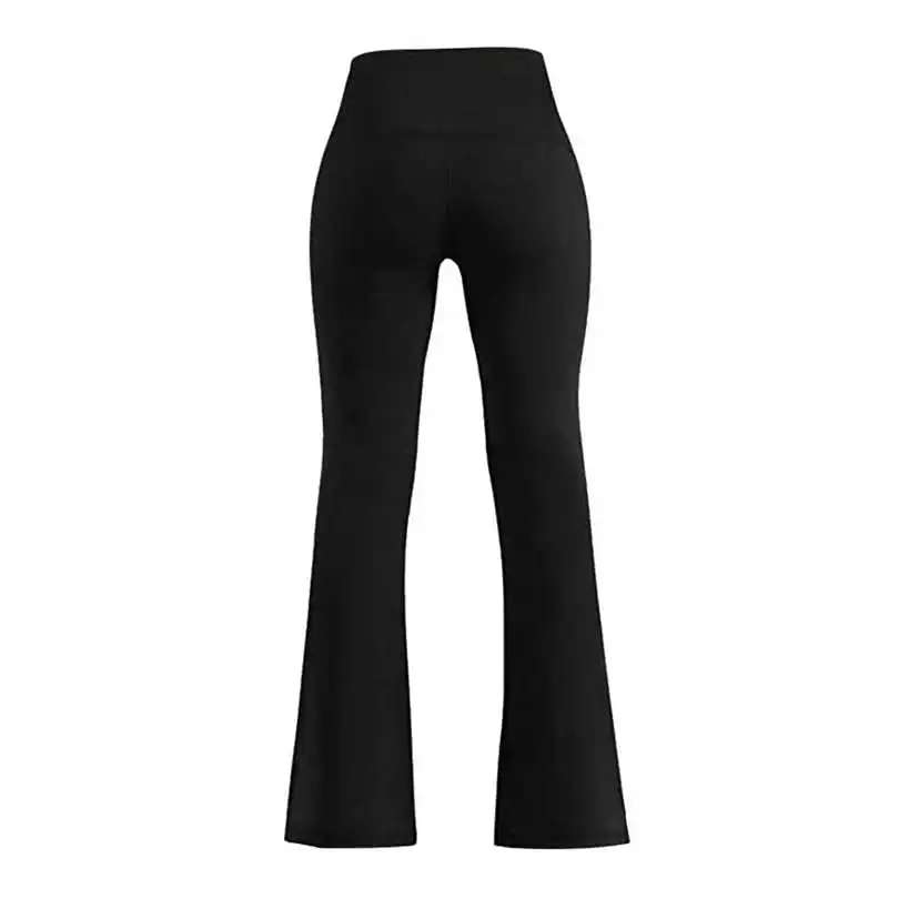  New Fashion Women's Summer Casual Daily Yoga Pants High Waisted Tummy Control Workout Leggings Straight Long Solid  Pants #4F04 (7)