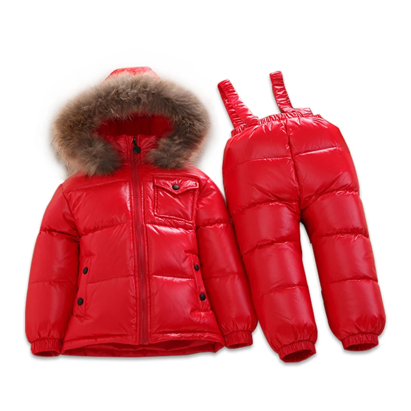 

1-6 years Children's Clothing Winter Jacket For Girls Boys White Duck Down Jacket+Pants Suit Thick outerwear & coats Waterproof