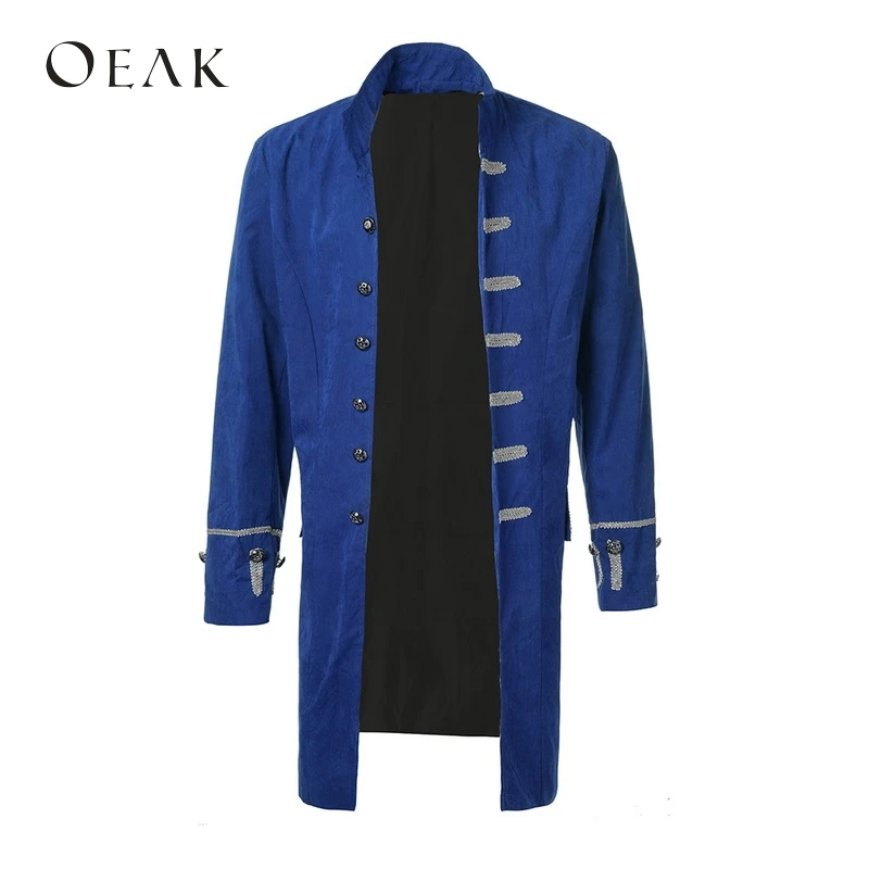 Oeak 3XL мужские винтажные однобортные длинные блейзеры воротник стойка Верхняя
