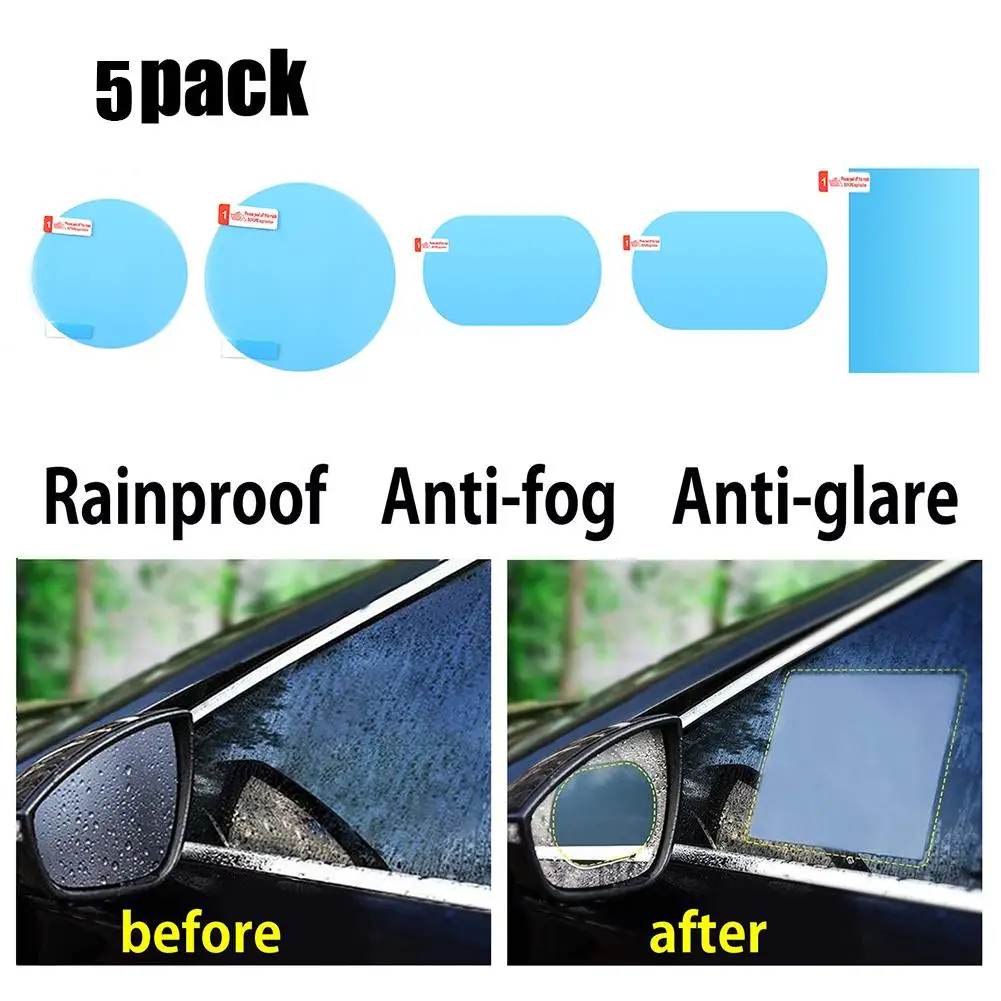

2pcs Car Mirrow Window Clear Film Anti-fog Anti-glare Car Rearview Mirror Protective Film Waterproof Rainproof Nano Car Sticker