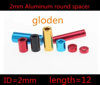

20pcs/lot 2mm 2*12mm Gloded Colour anodized Aluminum Standoff Spacer OD=4mm Through Hole