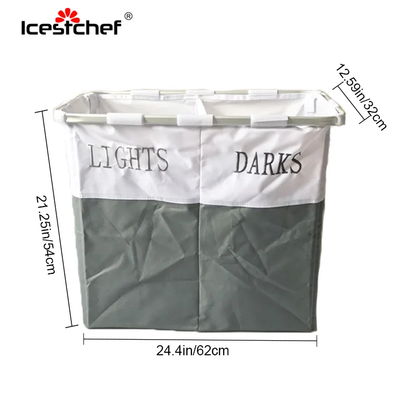 ICESTCHEF 2 شبكة القذرة سلة الغسيل للطي الحمام سلة الغسيل حقيبة أكسفورد القماش سلة التخزين للماء