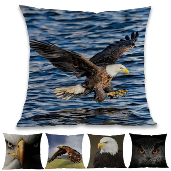 

Bald Eagle White-tailed Falcon Owl Birds Lift The Wings Throw Pillow Case Home Office Sofa Decoration Cushion Cover
