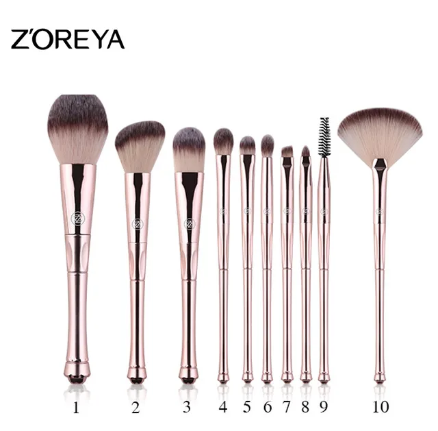ZOREYA кисти для макияжа 10 шт. набор кистей для макияжа с розовой сумкой из искусственной кожи Пудра основа Румяна Тени для век кисти новое поступление - Handle Color: ZS108 only brush