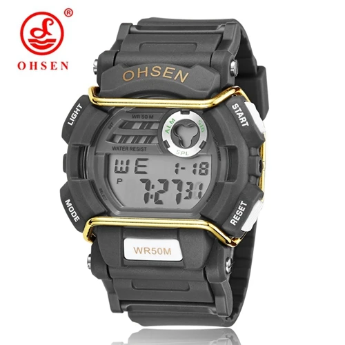 Известный бренд OHSEN цифровые электронные мужские наручные часы силиконовый ремешок Синий водонепроницаемый ЖК-дисплей Спорт на открытом воздухе Часы мужские ручные часы - Цвет: White