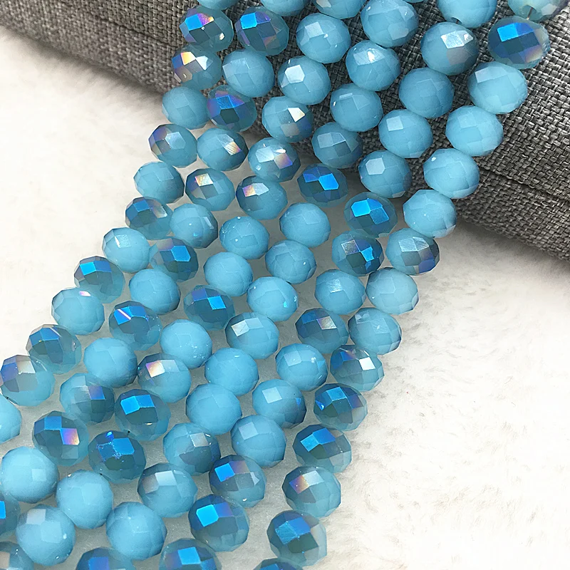 

30pcs/lot 8mm lake blue Rondelle Austria Faceted Crystal Glass Beads,Wheel Beads,Transit Beads,For Bracelet Jewelry Making #06