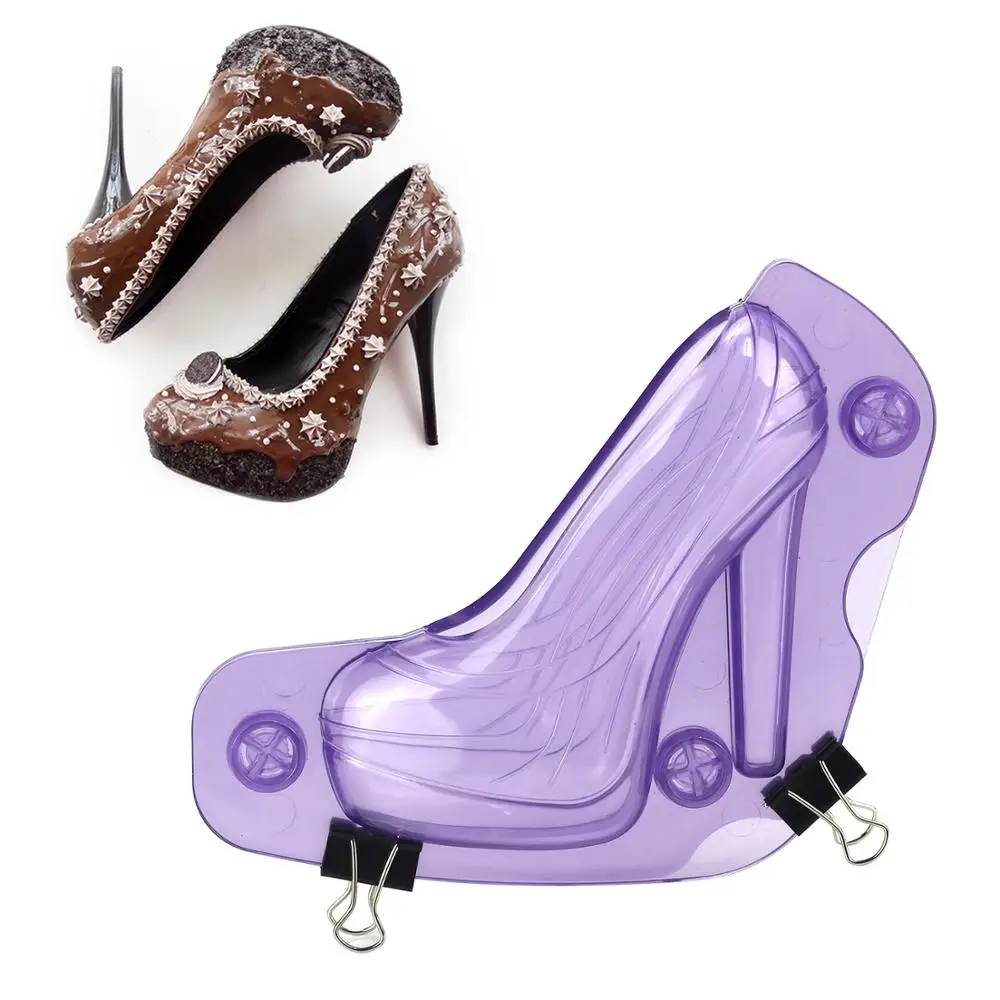 3D женские высокие каблуки форма поликарбонат шоколадные формы для выпечки обувь форма для шоколада конфеты торт инструмент для украшения выпечки