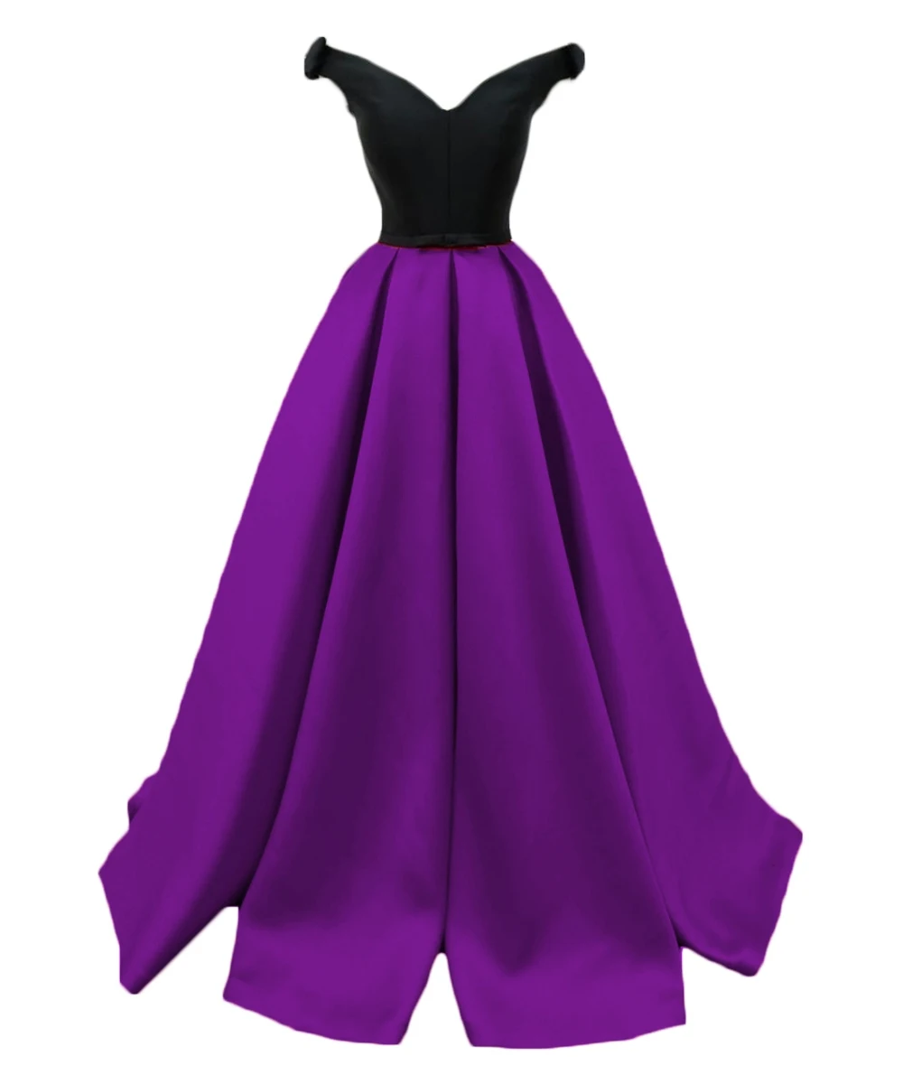 ANGELSBRIDEP с открытыми плечами трапециевидной формы, v-образный вырез, атласные вечерние платья, v-образный вырез, длина до пола, платье для выпускного вечера, вечернее платье - Цвет: Фиолетовый