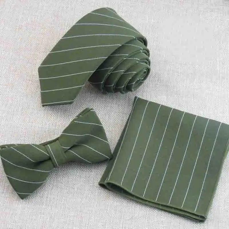  Business Ties Bowtie Handkerchief Sets Striped Ties For Men's Suits Wedding Collar Bow Tie Polyeste