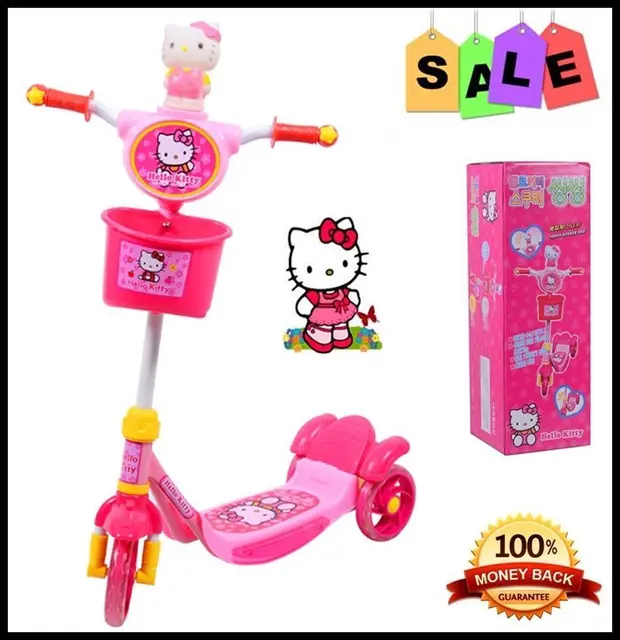 hello kitty toddler kid child scooter 3 wheel ride on toy outdoor hello kitty kid car