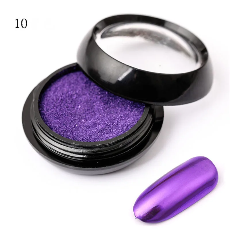 box Mirror Powder Nail Glitter Nail Art Glitter Purple Blue Silver Holo Chrome Nail Pigment Pearl Powder Decoration Manicure - Цвет: 10