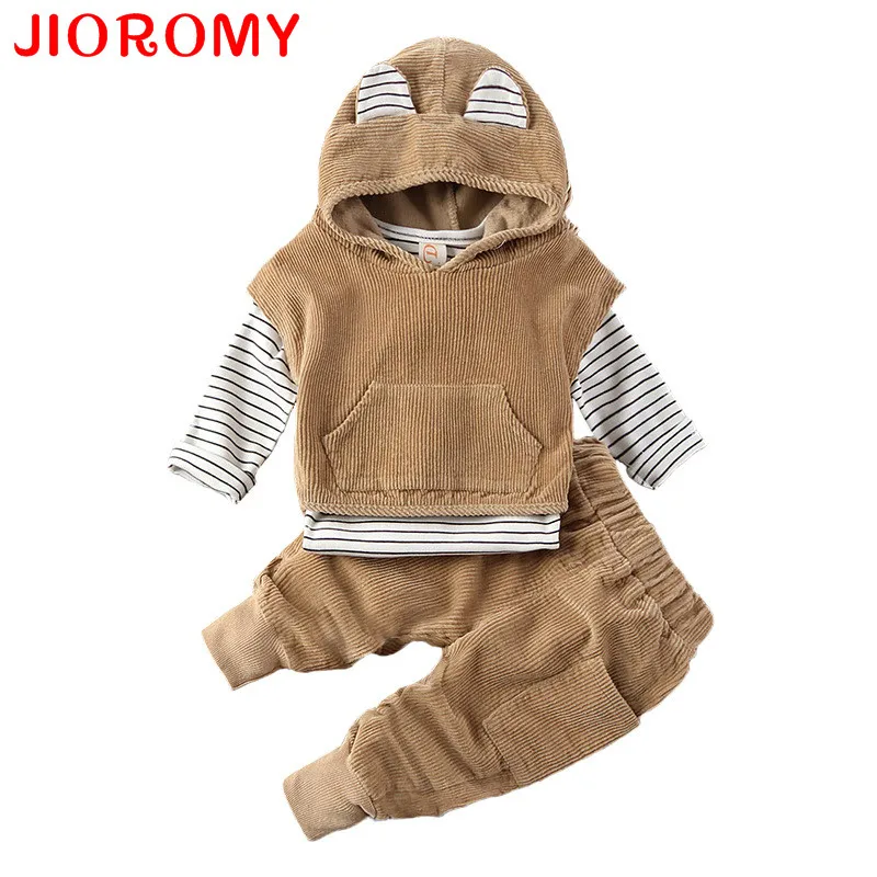 JIOROMY Baby Boys Clothes Set 2019 Spring Infant Corduroy Hooded
