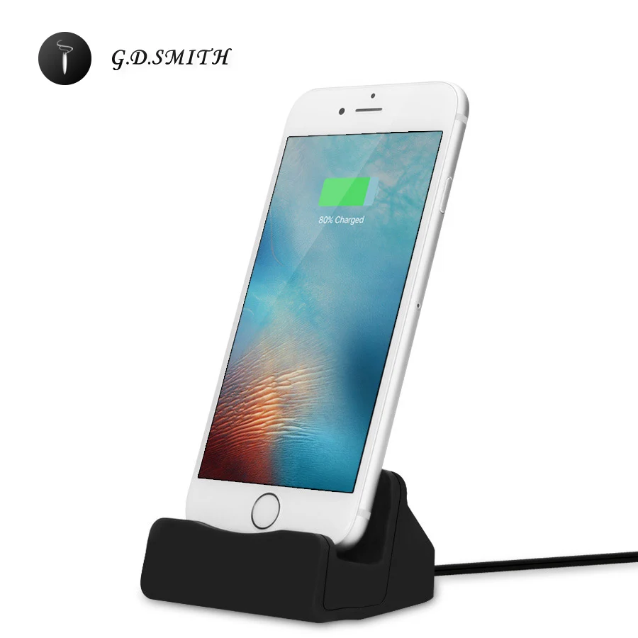 

G.D.SMITH Charging Dock Station Cell Phone Desktop Docking Charger USB Cable For Apple iPhone 5 5S 5C SE 6s 6 Plus