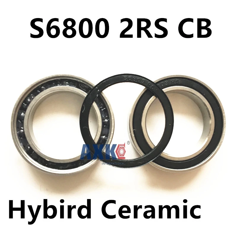 

6800 2RS Size 10x19x5 ABEC7 Stainless Steel Ceramic Ball Hybrid Bike Bearing s6800 2rs cb