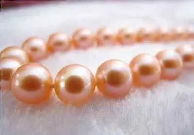 

HOT## Wholesale HUGE AAA 11-12MM PERFECT ROUND SOUTH SEA GENUINE PINK PEARL NECKLACE 18"14KGP GOLD