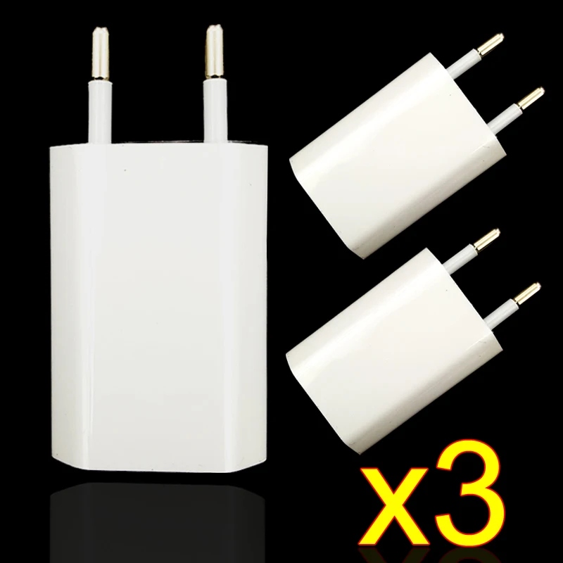 3 шт./партия, штепсельная вилка европейского стандарта, настенное зарядное устройство переменного тока для Apple iPhone 4, 5, 5S, 6, 6 S, 7, адаптер зарядного устройства для samsung Galaxy S4, S5, S6, S7, huawei