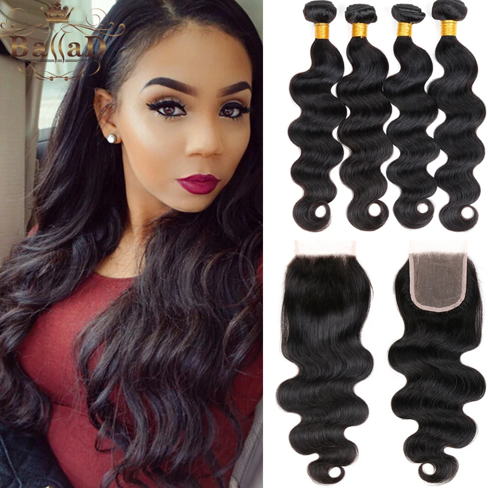 Brazilian Body Wave With Closure 4 Bundles 7a Brazilian Bundles With