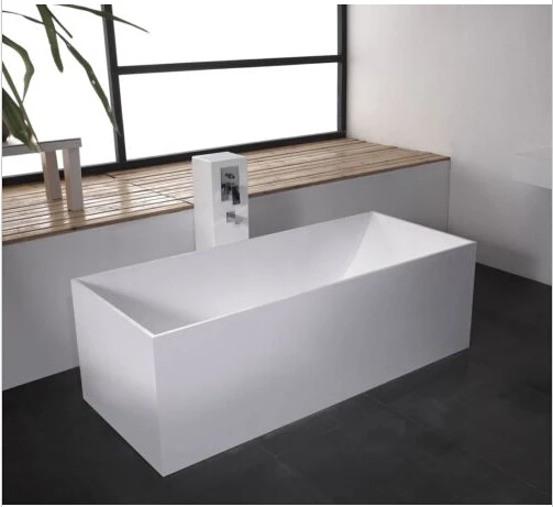 1700X720X550mm Solid Surface Stone Acrylic Bathtub Freestanding Floor Mounted Integrated Corian Tub WD011