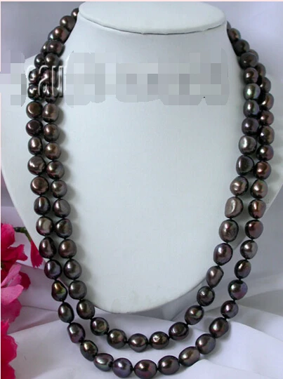 

fast n1567 luster 50" 13mm baroque black pearl necklace 14KGP gold