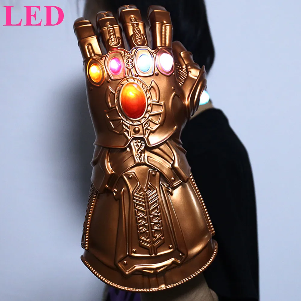 

Hot 1:1 Avengers 3 Infinity War Thanos LED Light Cosplay Gloves Armor PVC Hand Gauntlet Led Luminous Glove Halloween Cosplay Use