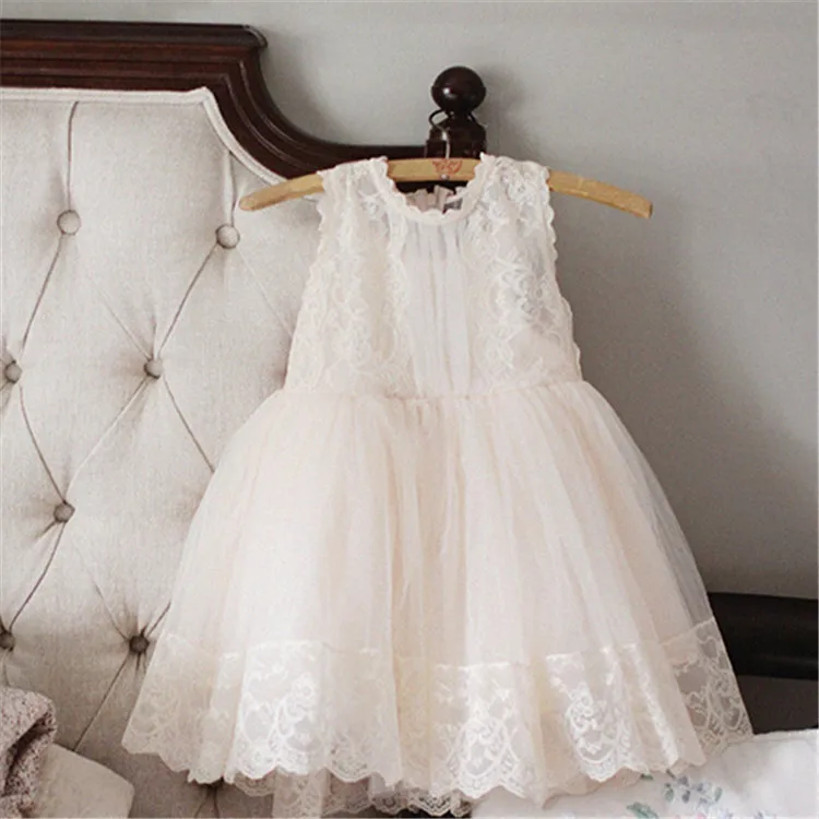 

High Quality Ivory Blush Pink Girl Dress Summer Baby Girl Dress 2~8 Year Birthday Dresses for Infant Babys Girls Christian A60