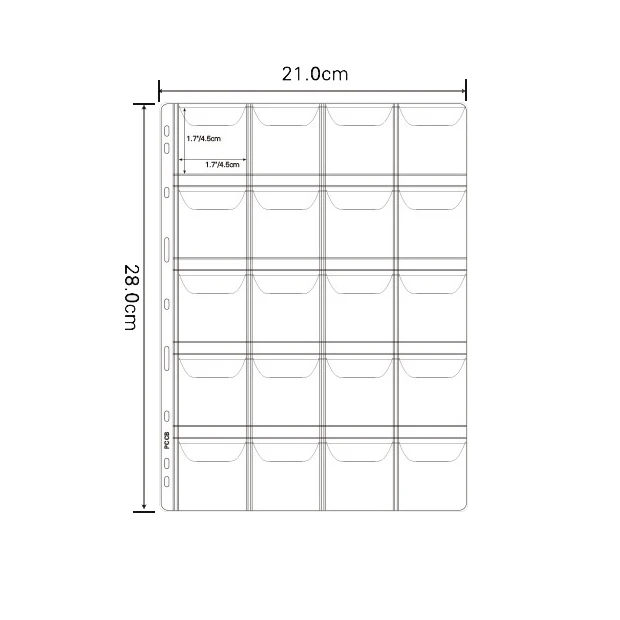 PCCB страницы альбома 10 шт для Золотая монета с отрывными листами Лист 12/20/30/35/42 карманы 3/7/9 отверстие коллекция монет 210/280 204/252 160/196 мм