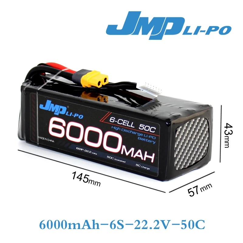 

2pcs JMP Lipo Battery 6S 6000mAh Lipo 22.2V Battery Pack 50C Battery for Helicopters RC Models akku Li-polymer Battery