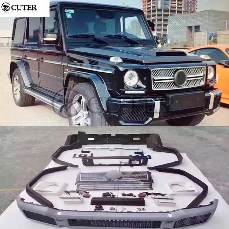 Для Mercedes Benz W463 G63 G65 AMG BRABUS стильный комплект кузова PU Неокрашенный передний бампер задний бампер круглые брови