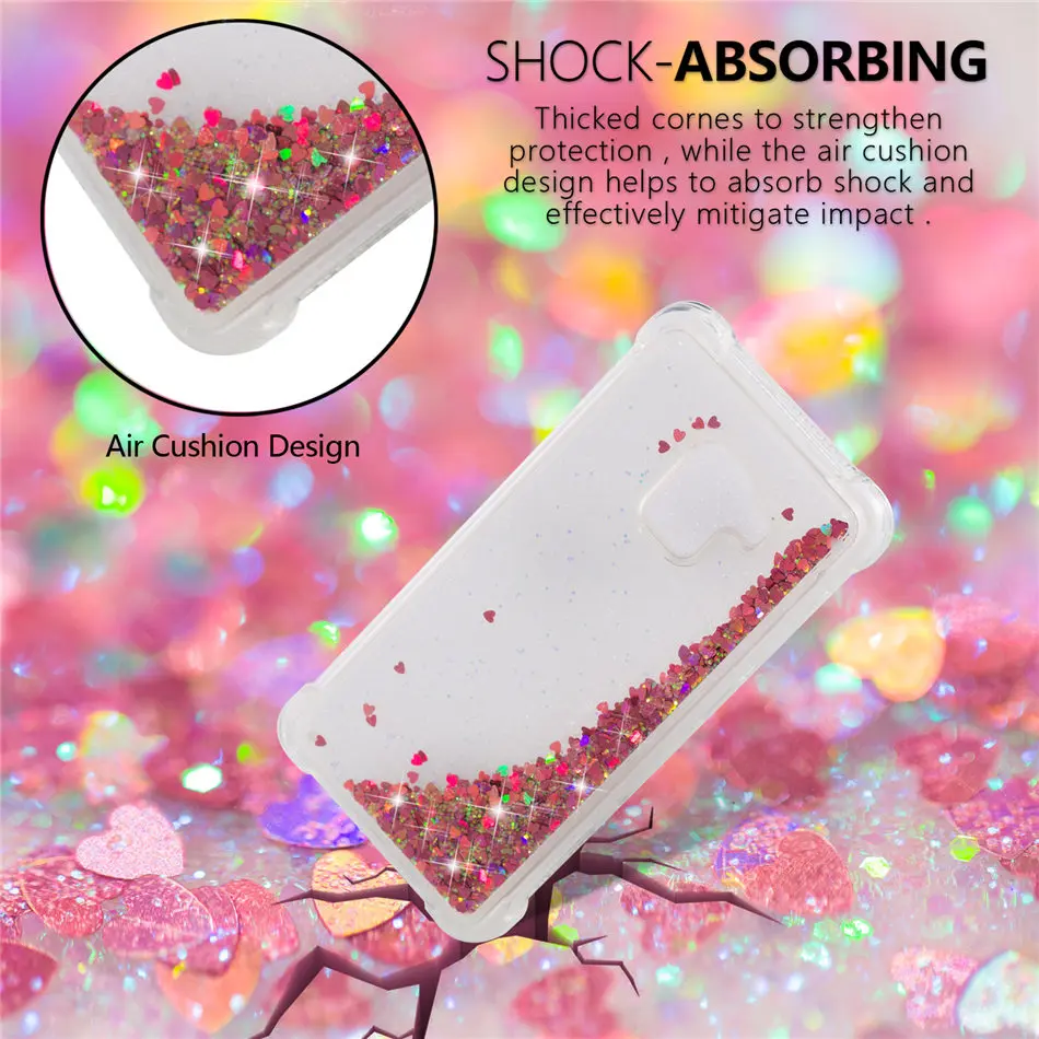 

Love Heart Case For Samsung Galaxy A6 A8 S9 S8 Plus J2 Pro 2018 Prime S7 S6 Edge Back Cover Shining Glitter Phone Capa Case P03G