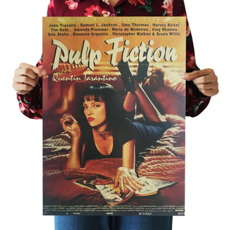 Целлюлозная фантастика ретро ностальгия классический старый фильм плакат крафт настенная бумажная наклейка