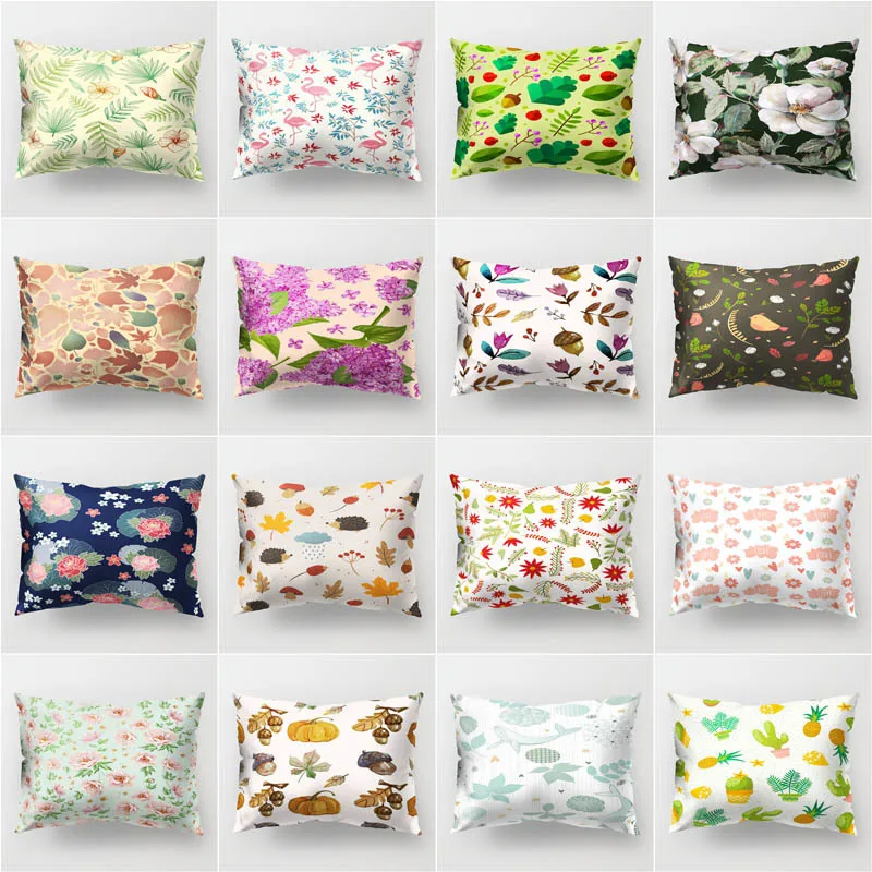 

Tropical plants leaves polyester printing home pillowcase living room sofa waist pillow cover rectangular 50x30cm cushion cover