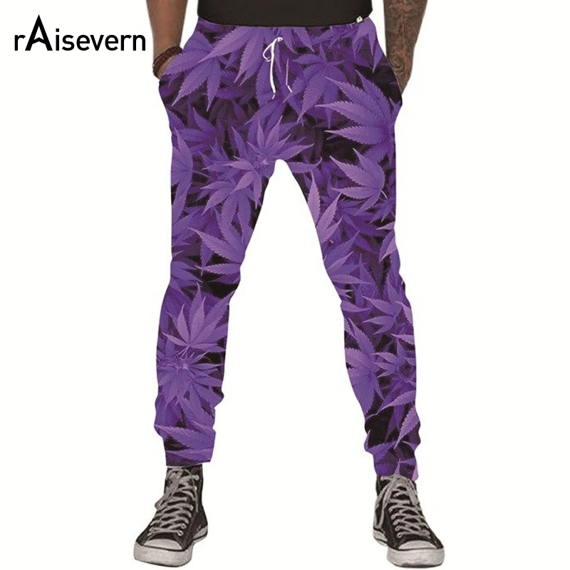 Raisevern Fashion Purple Leaf Joggers Trousers Men Women Unisex Pants ...