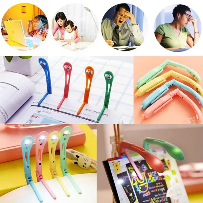 Lâmpada de Leitura Portátil Minúsculo Livro Olho Protectiontravel Clipe Dobrável Cor Aleatória Led Luz 7 livro luz led olho protectiontravel clipe lâmpada