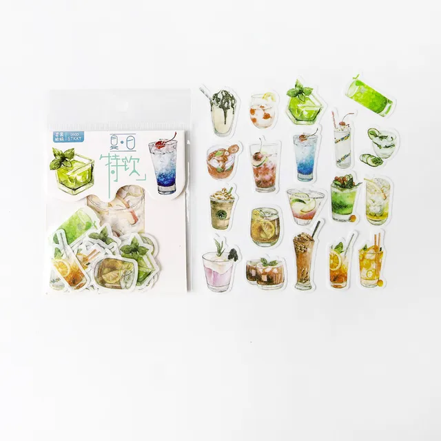 Mr.paper 40Pcs/bag 24 Designs Cute Diary Sticker Scrapbooking Heart Beat Series Japanese Kawaii Creative Stationery Deco Sticker Summer Juice