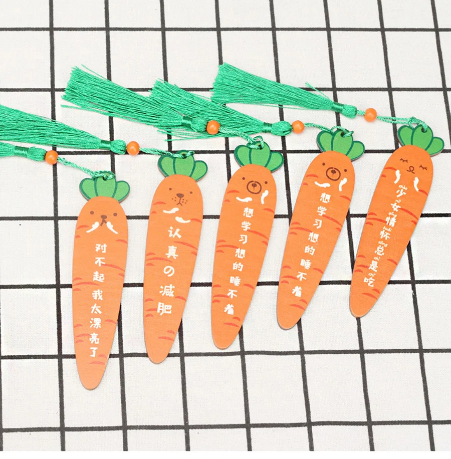 1X креативные Милые Морковь деревянный поощрительный подарок закладки канцелярские каваи мультфильм закладки Офис Школы питания