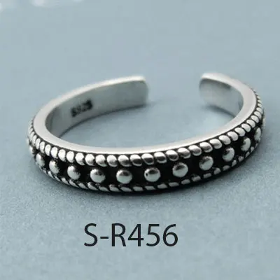 ANENJERY, Ретро стиль, ручная работа, 925 пробы, серебряные кольца для мужчин и женщин, размер 18 мм, регулируемые тайские серебряные кольца, индивидуальная S-R445 - Цвет основного камня: S-R456