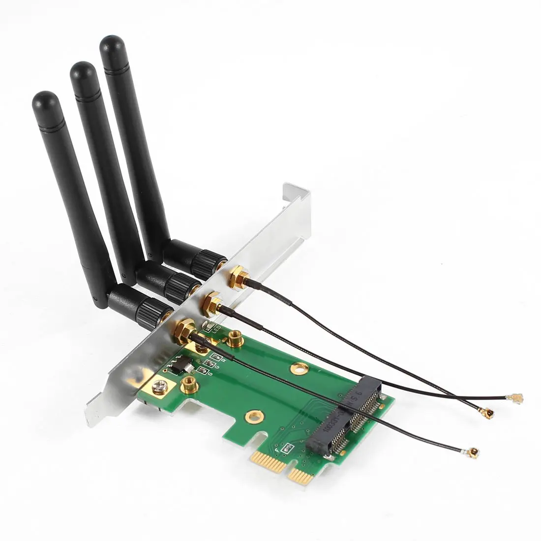 GTFS Hot Mini PCI-E Express to PCI-E Wireless Adapter w 3 Antenna WiFi for PC GTFS Hot Mini PCI-E Express to PCI-E Wireless Adapter w 3 Antenna WiFi for PC