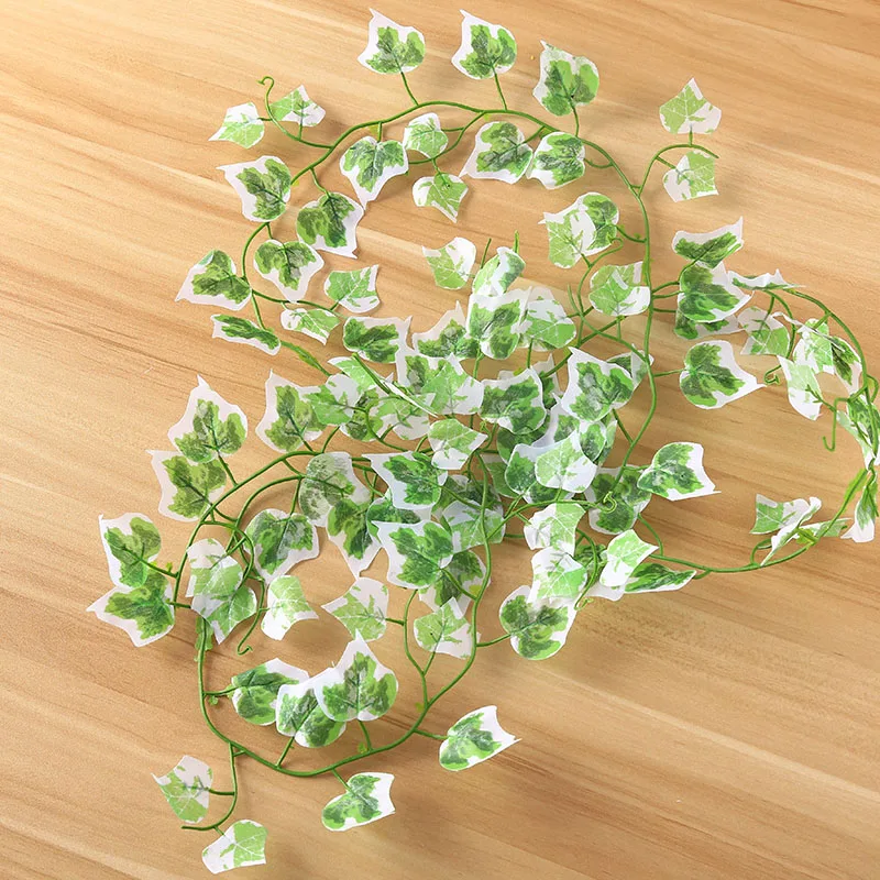 

1 String Wall Floral Vine Silk Garland Plastic Green Leaves Rattan Artificial