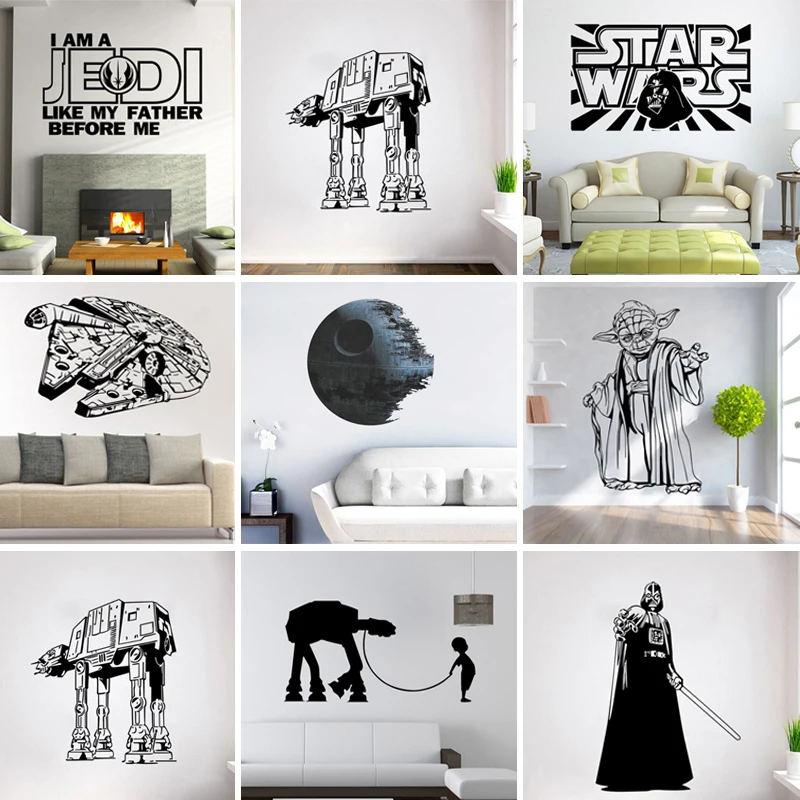 Abnehmbare Star Wars Serie Wandaufkleber Yoda Death Star