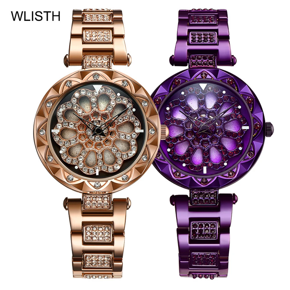 

Magnetic Women's Watches 360 Rotate Dial Design Female Quartz Rhinestone Watches Lady Dress Gypsophila Watch Relogio Feminino