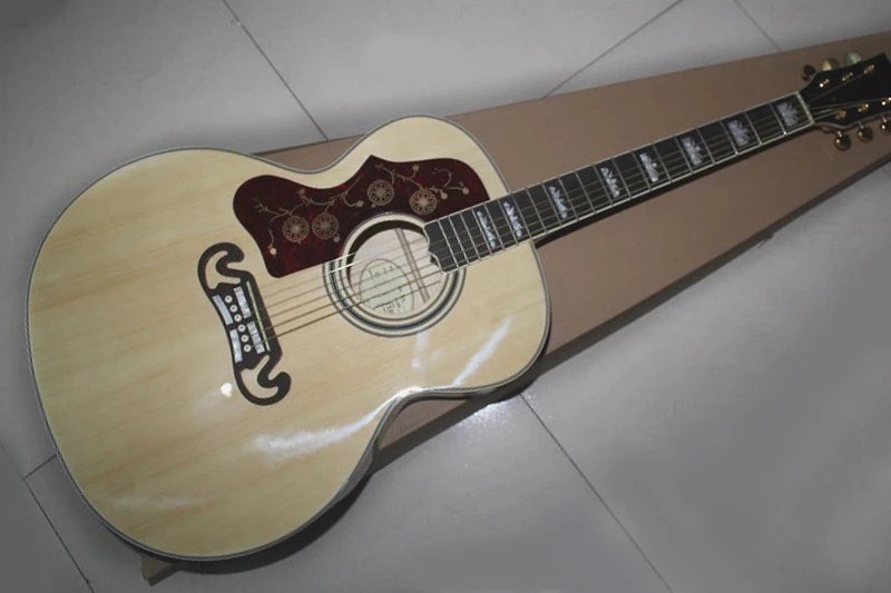 

Left-hand 43''Acoustic Guitar with Golden Hardwares,Red Pearl Pickguard,Natural Wood Color.offering customized services
