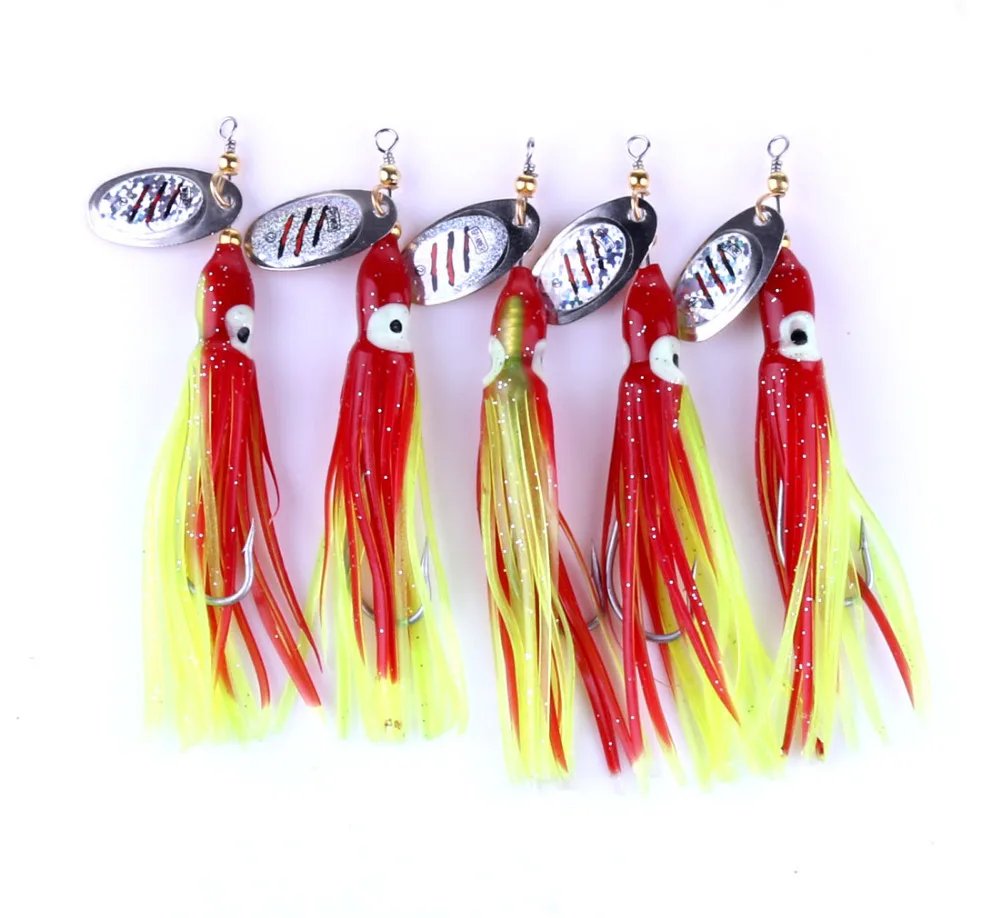 5pcs Fishing Lure Soft Bait Octopus Squid Lure With Spoon Lures 8gin Fishing Lures from Sports